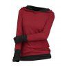 Haut à capuche colorblock, haut texturé à manches longues avec capuche - Rouge Vineux L | US 8-10