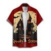 Chemise d'Halloween pour homme, boutonnée, motif chauve-souris et lettres colorées - Rouge Vineux 5XL