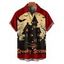 Chemise d'Halloween pour homme, boutonnée, motif chauve-souris et lettres colorées - Rouge Vineux 5XL