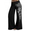 Pantalon large à imprimé floral, pantalon long à taille élastique - Noir XXL | US 14