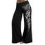 Pantalon large à imprimé floral, pantalon long à taille élastique - Noir XXL | US 14