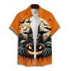Chemise gothique d'Halloween pour homme, boutonnée, imprimé citrouille, fantôme, chauve-souris - Orange 2XL