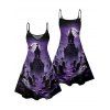 Robe gothique à imprimé croix pour Halloween, mini-robe à bretelles spaghetti - Concorde XL | US 12