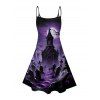 Robe gothique à imprimé croix pour Halloween, mini-robe à bretelles spaghetti - Concorde XL | US 12