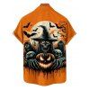 Halloween Couple Outfit Pumpkin Ghost Bat Print Belt Dress and Shirt Set - Orange S | US 4