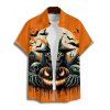 Halloween Couple Outfit Pumpkin Ghost Bat Print Belt Dress and Shirt Set - Orange S | US 4