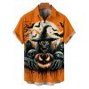 Halloween Couple Outfit Pumpkin Ghost Bat Print Belt Dress and Shirt Set - Orange S | US 4