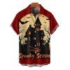 Halloween Couple Outfit Colorblock Bat Letter Print Mini Dress and Shirt Set - Rouge Vineux S | US 4