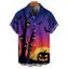 Chemise d'Halloween pour homme, boutonnée, imprimé branches de citrouille - Bleu profond 2XL