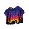 Chemise d'Halloween pour homme, boutonnée, imprimé branches de citrouille - Bleu profond 2XL