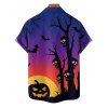 Chemise d'Halloween pour homme, boutonnée, imprimé branches de citrouille - Bleu profond 2XL