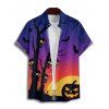 Chemise d'Halloween pour homme, boutonnée, imprimé branches de citrouille - Bleu profond 2XL