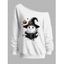 Sweat-shirt d'Halloween à col incliné, imprimé fantôme et citrouille, avec livre - Blanc M | US 6