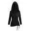 Sweat à capuche à lacets de couleur unie, haut à manches longues et œillets cintré - Noir XL | US 12