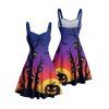 Robe d'Halloween mini-robe froncée à imprimé branches de citrouille - Bleu profond XL | US 12