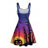 Robe d'Halloween mini-robe froncée à imprimé branches de citrouille - Bleu profond XL | US 12