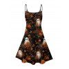 Robe d'Halloween à imprimé fantôme et citrouille, mini-robe à bretelles spaghetti - Noir S | US 4