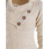 Pull texturé de couleur unie, haut à manches longues replié avec boutons factices - Beige XL | US 12