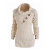 Pull texturé de couleur unie, haut à manches longues replié avec boutons factices - Beige XL | US 12