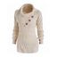 Pull texturé de couleur unie, haut à manches longues replié avec boutons factices - Beige XL | US 12