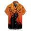Chemise d'Halloween pour homme, imprimé branches d'arbre à chat noir, boutonnée - Orange XL