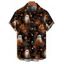 Chemise d'Halloween pour homme, imprimé fantôme et citrouille, boutonnée - Noir 5XL