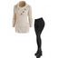 Women Outfit Solid Color Textured Sweater and Snap Button Pants Set - Beige S | US 4