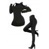 Women Outfit Open Shoulder Crisscross T Shirt and Grommet Pants Set - Noir S | US 4
