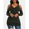 Women Outfit Open Shoulder Crisscross T Shirt and Grommet Pants Set - Noir S | US 4