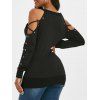 Women Outfit Open Shoulder Crisscross T Shirt and Grommet Pants Set - Noir S | US 4