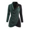 Women Outfit Contrast Color Wrap Blouse and Snap Button Pants Set - Vert profond S | US 4