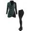 Women Outfit Contrast Color Wrap Blouse and Snap Button Pants Set - Vert profond S | US 4