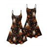 Halloween Couple Outfit Ghost with Pumpkin Print Dress and Shirt Set - Noir S | US 4