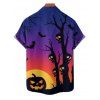 Halloween Outfit Pumpkin Tree Branches Print Mini Dress and Shirt Set - Bleu profond S | US 4