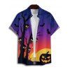 Halloween Outfit Pumpkin Tree Branches Print Mini Dress and Shirt Set - Bleu profond S | US 4
