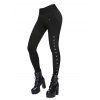 Women Outfit Plaid Panel Textured Knit Hooded Top and Snap Button Pants Set - Noir S | US 4