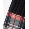 Women Outfit Plaid Panel Textured Knit Hooded Top and Snap Button Pants Set - Noir S | US 4