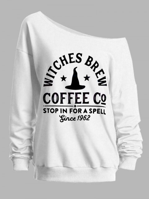 Sweat-shirt d'Halloween à imprimé chapeau de sorcier et lettres