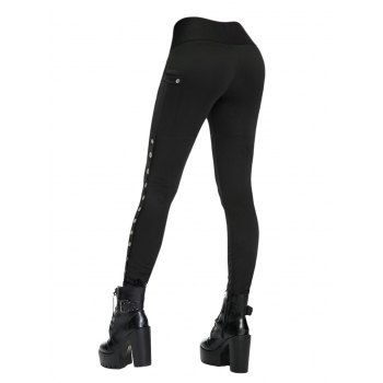 Women Outfit Contrast Color Mock Horn Button Sweater and Snap Button Pants Set