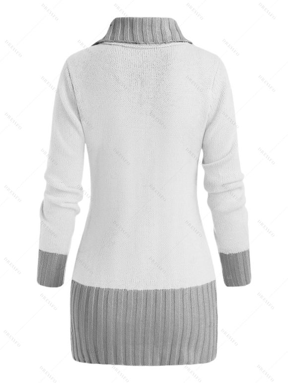 Women Outfit Contrast Color Mock Horn Button Sweater and Snap Button Leggings Set - Gris Clair S | US 4