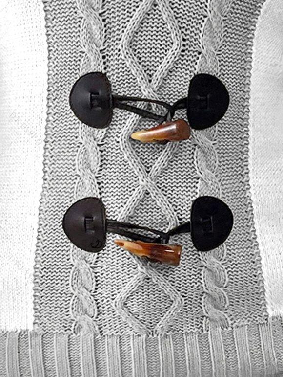 Women Outfit Contrast Color Mock Horn Button Sweater and Snap Button Leggings Set - Gris Clair S | US 4