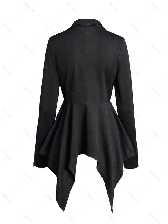 Women Outfit Solid Color O Ring Zip Up Coat and Grommet Leggings Set - Noir S | US 4