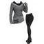 Women Daily Outfit Textured Space Dye Buckle Faux Twinset Top and Snap Button Pants Set - Noir S | US 4