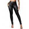 Pantalon Long Moulant Zippé en Couleur Unie en PU avec Poches - Noir S
