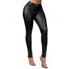 Pantalon Long Moulant Zippé en Couleur Unie en PU avec Poches - Noir S