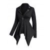 Women Outfit Solid Color O Ring Zip Up Coat and Grommet Pants Set - Noir S | US 4
