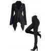 Women Outfit Solid Color O Ring Zip Up Coat and Grommet Pants Set - Noir S | US 4