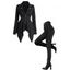 Women Outfit Solid Color O Ring Zip Up Coat and Grommet Pants Set - Noir S | US 4