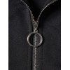 Women Outfit Solid Color O Ring Zip Up Coat and Grommet Pants Set - Noir S | US 4