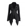 Women Outfit Solid Color O Ring Zip Up Coat and Grommet Pants Set - Noir S | US 4